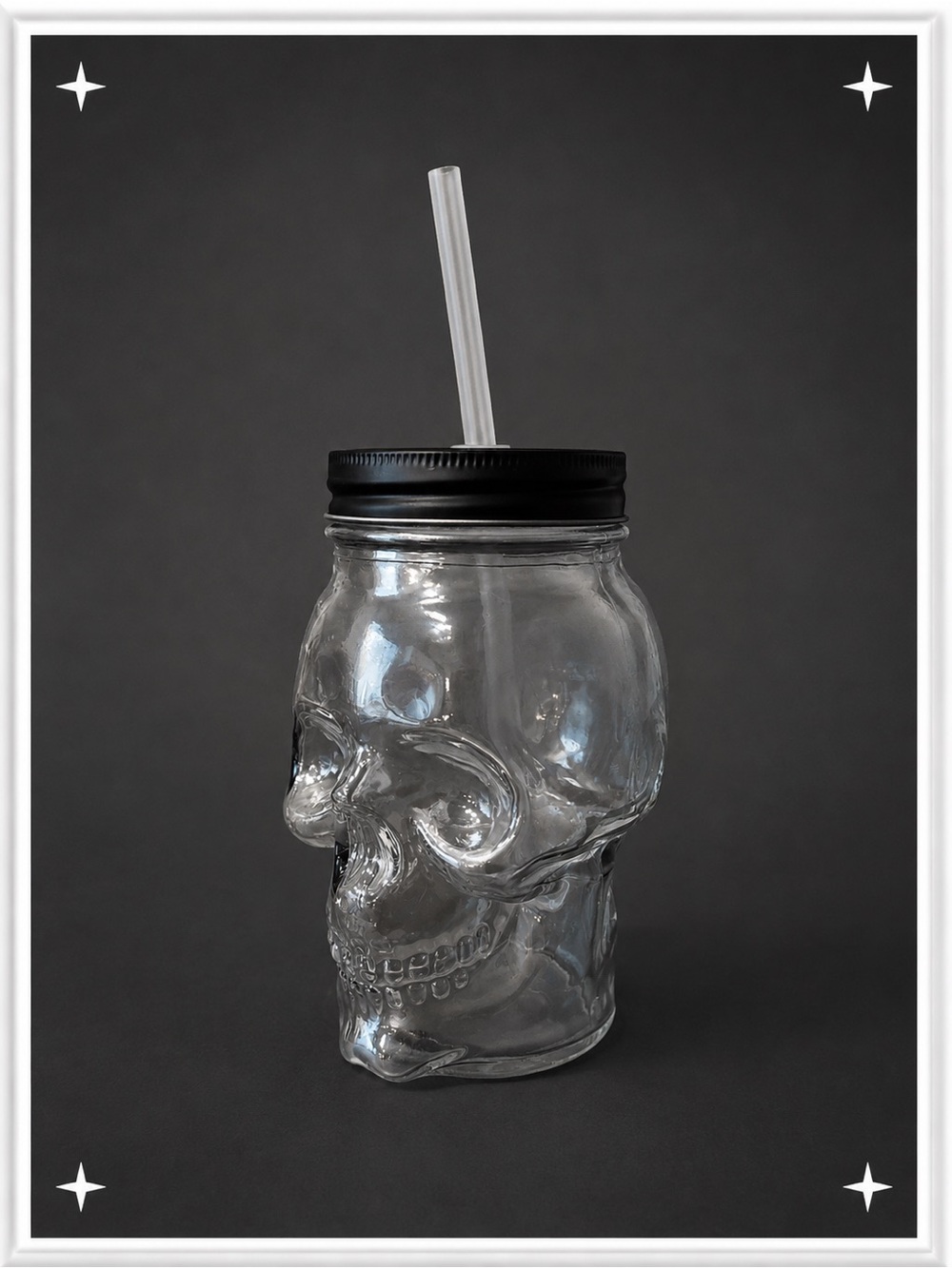 Glass Skull Mason Jar Tumbler - Picture 1 of 10